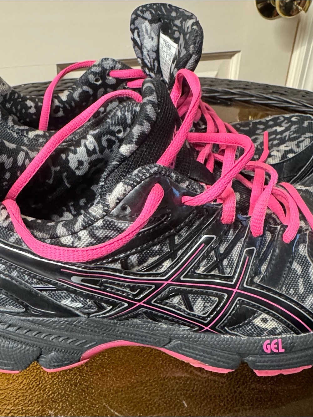 ASICS Black and Hot Pink Women's Athletic Running Shoes - Picture 2 of 5